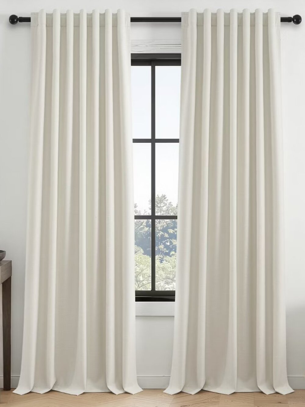 Topfinel BeigeWhite Blackout Curtains 108" (A PAIR)